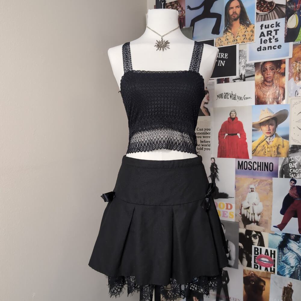 Black Lace Butterfly Back Crop Top